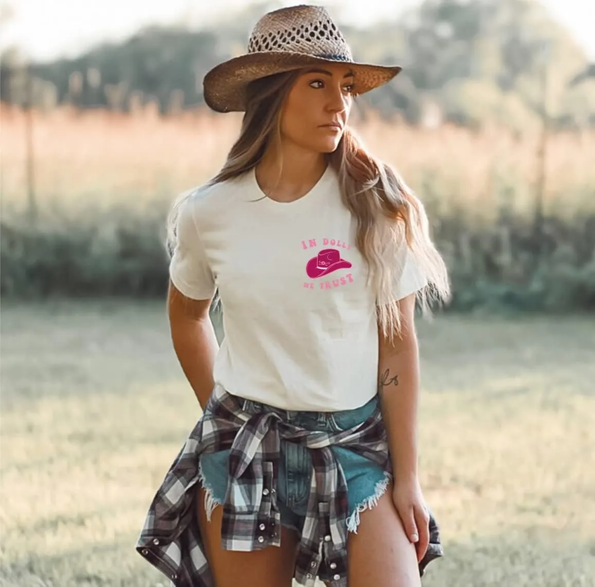 in Dolly We Trust Shirt - Cowgirl Boots Western 2 Sided T-Shirt, Country Music T-Shirt