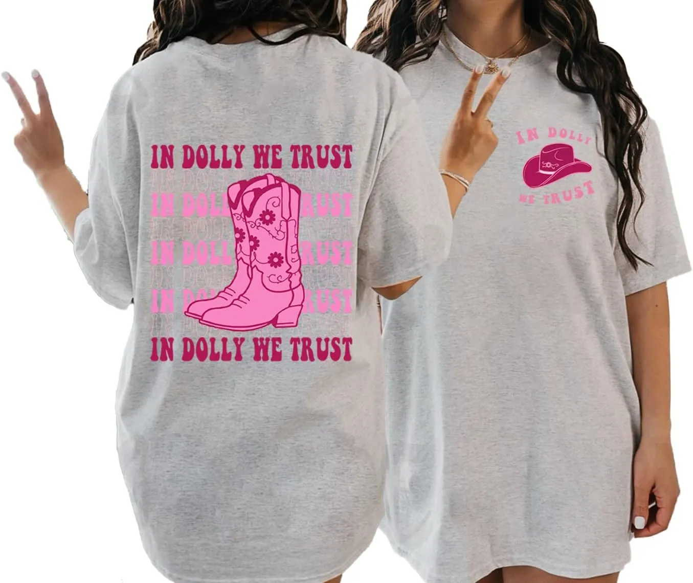 in Dolly We Trust Shirt - Cowgirl Boots Western 2 Sided T-Shirt, Country Music T-Shirt