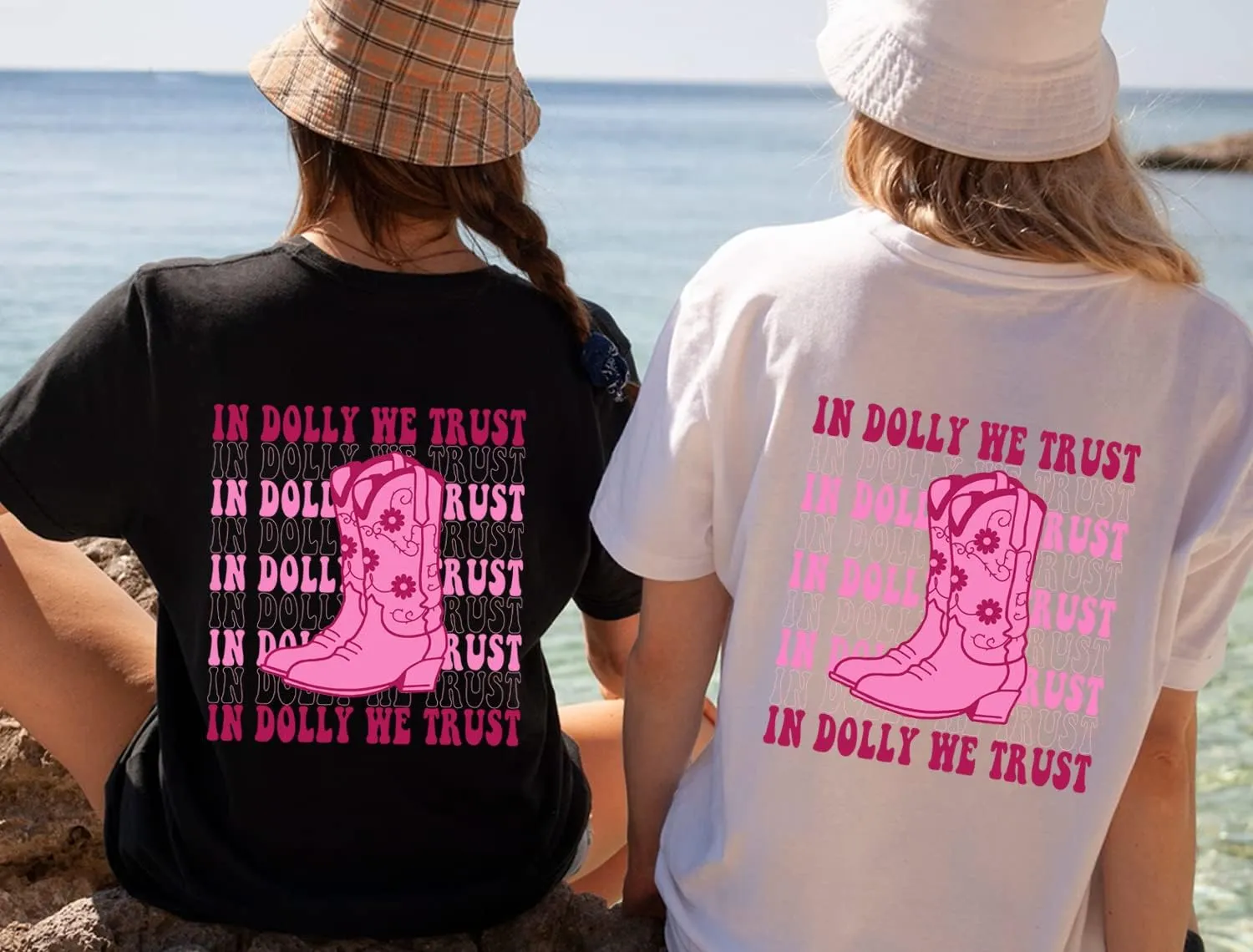 in Dolly We Trust Shirt - Cowgirl Boots Western 2 Sided T-Shirt, Country Music T-Shirt