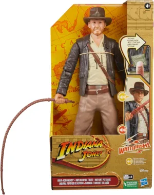 Indiana Jones Whip-Action Indy Toy, 12-inch Action Figure, 10  Sounds & Phrases, Real Whip Action, for Kids Ages 4 and Up