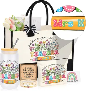 Initial Teacher Appreciation Gifts for Women, Christmas Thanksgiving Thank You Gifts for Teachers Set of 5