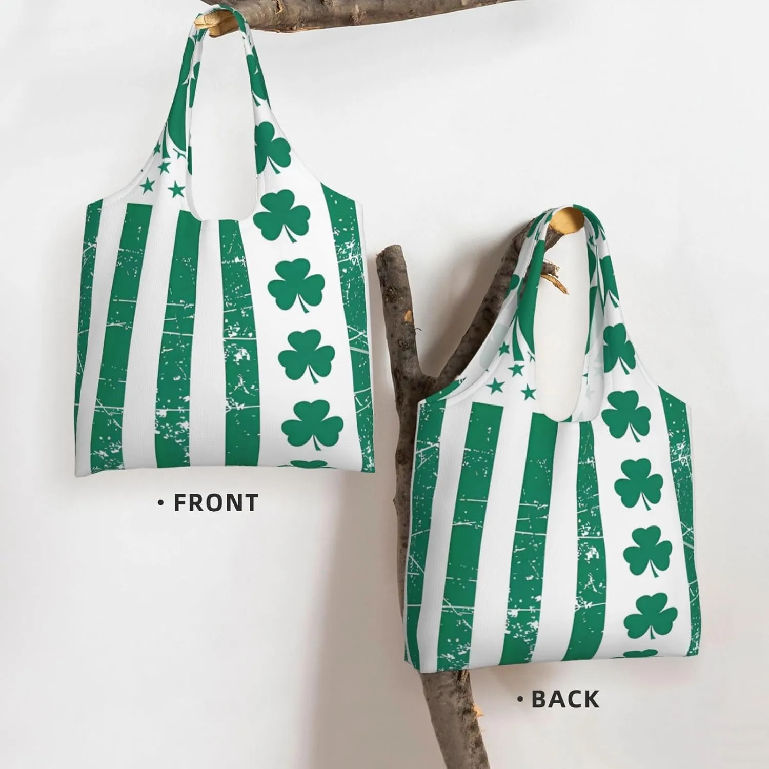 Irish American Flag Canvas Tote Bags Reusable Shopping Bag Handbag for Shopper Beach Gifts