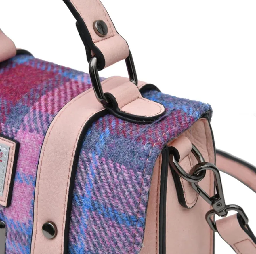 Islander Harris Tweed Mini Satchel, Handbag for Women, Flap and Microfiber Leather