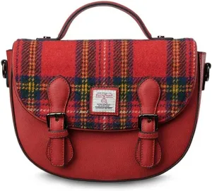 Islander The Medium Cobble Satchel - Medium Ladies Satchel With HARRIS TWEED (Royal Stewart Tartan)