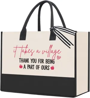 It Takes a Village Thank You Gift Nanny Gifts Babysitter Thank You Gifts Daycare Teacher Appreciation Gifts Preschool Teacher Gifts Birthday Christmas Gifts for Teacher Nanny Tote Bag