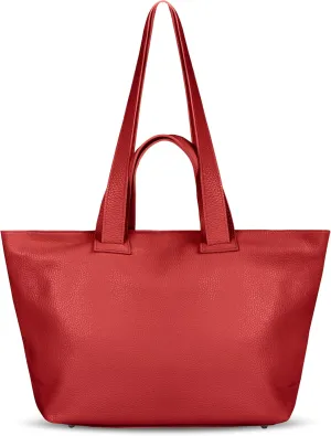Italian Genuine Calf Leather Tote Satchel Bag for Women with Zipper & Double Straps | Wide Large Work Laptop Shoulder Handbag