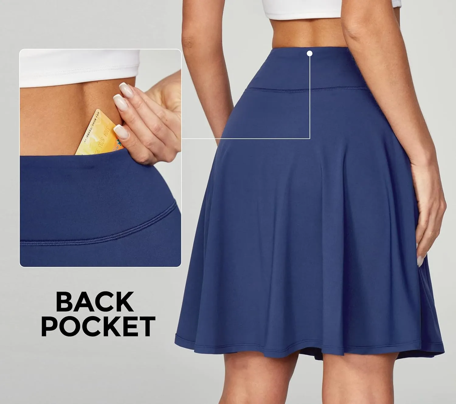 IUGA 20" Knee Length Skorts Skirts for Women with Pockets Tennis Skirt High Waisted Golf Skirts for Women Casual Athletic