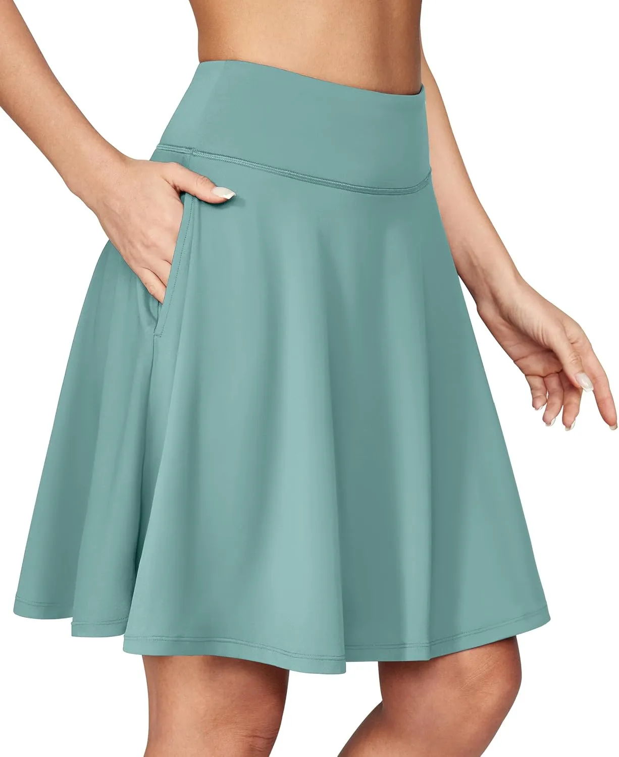 IUGA 20" Knee Length Skorts Skirts for Women with Pockets Tennis Skirt High Waisted Golf Skirts for Women Casual Athletic