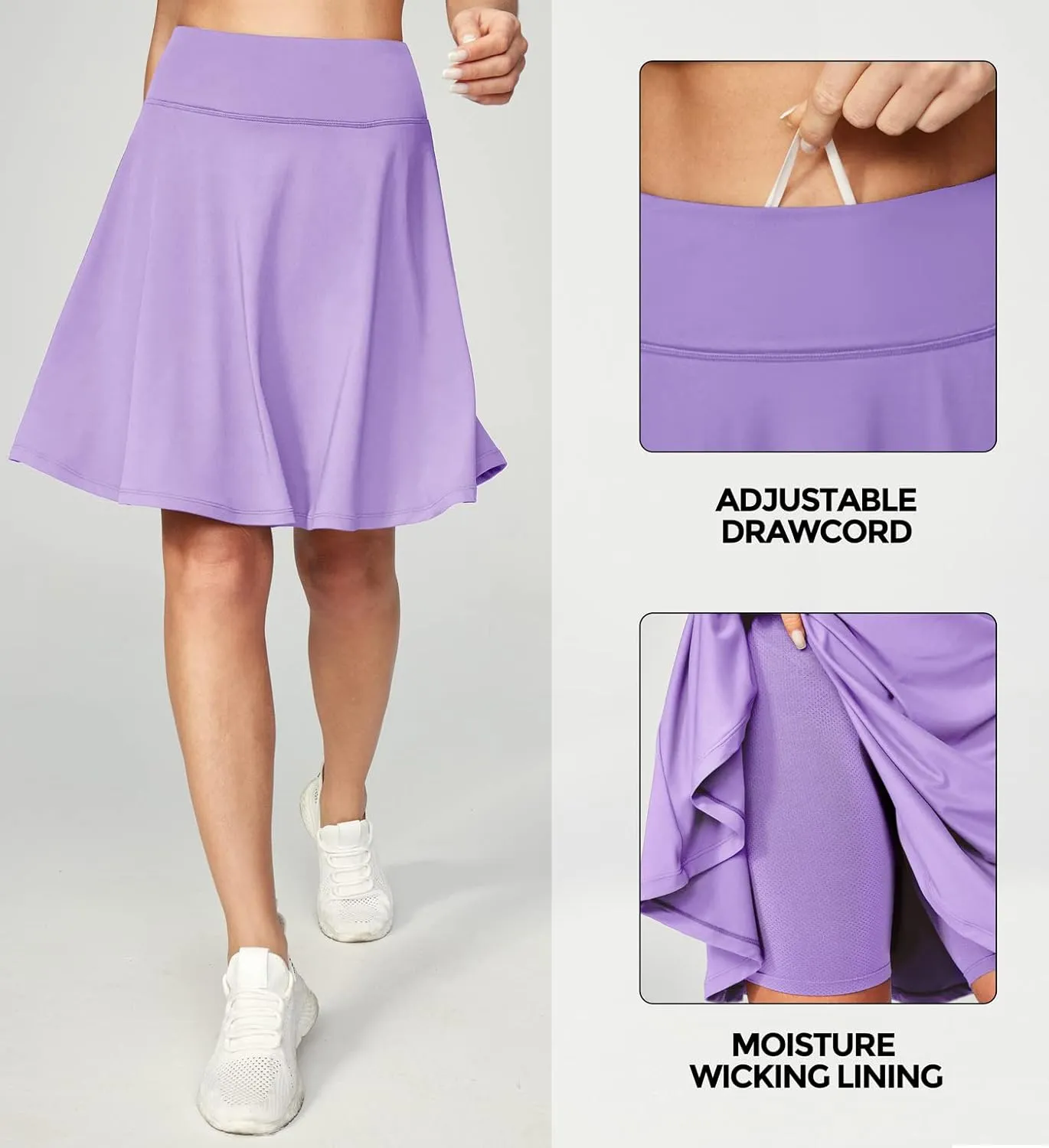 IUGA 20" Knee Length Skorts Skirts for Women with Pockets Tennis Skirt High Waisted Golf Skirts for Women Casual Athletic