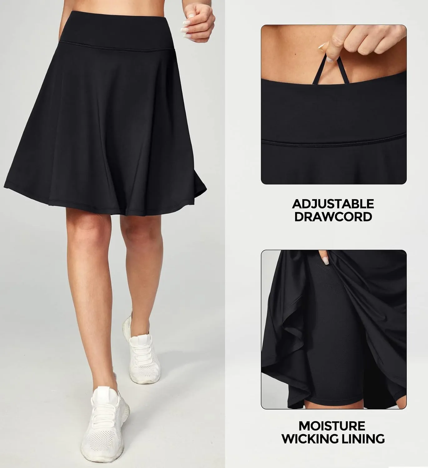 IUGA 20" Knee Length Skorts Skirts for Women with Pockets Tennis Skirt High Waisted Golf Skirts for Women Casual Athletic