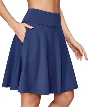 IUGA 20" Knee Length Skorts Skirts for Women with Pockets Tennis Skirt High Waisted Golf Skirts for Women Casual Athletic