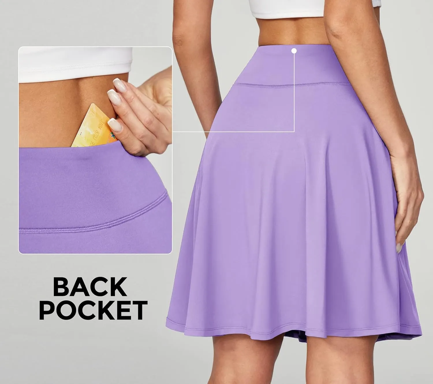 IUGA 20" Knee Length Skorts Skirts for Women with Pockets Tennis Skirt High Waisted Golf Skirts for Women Casual Athletic