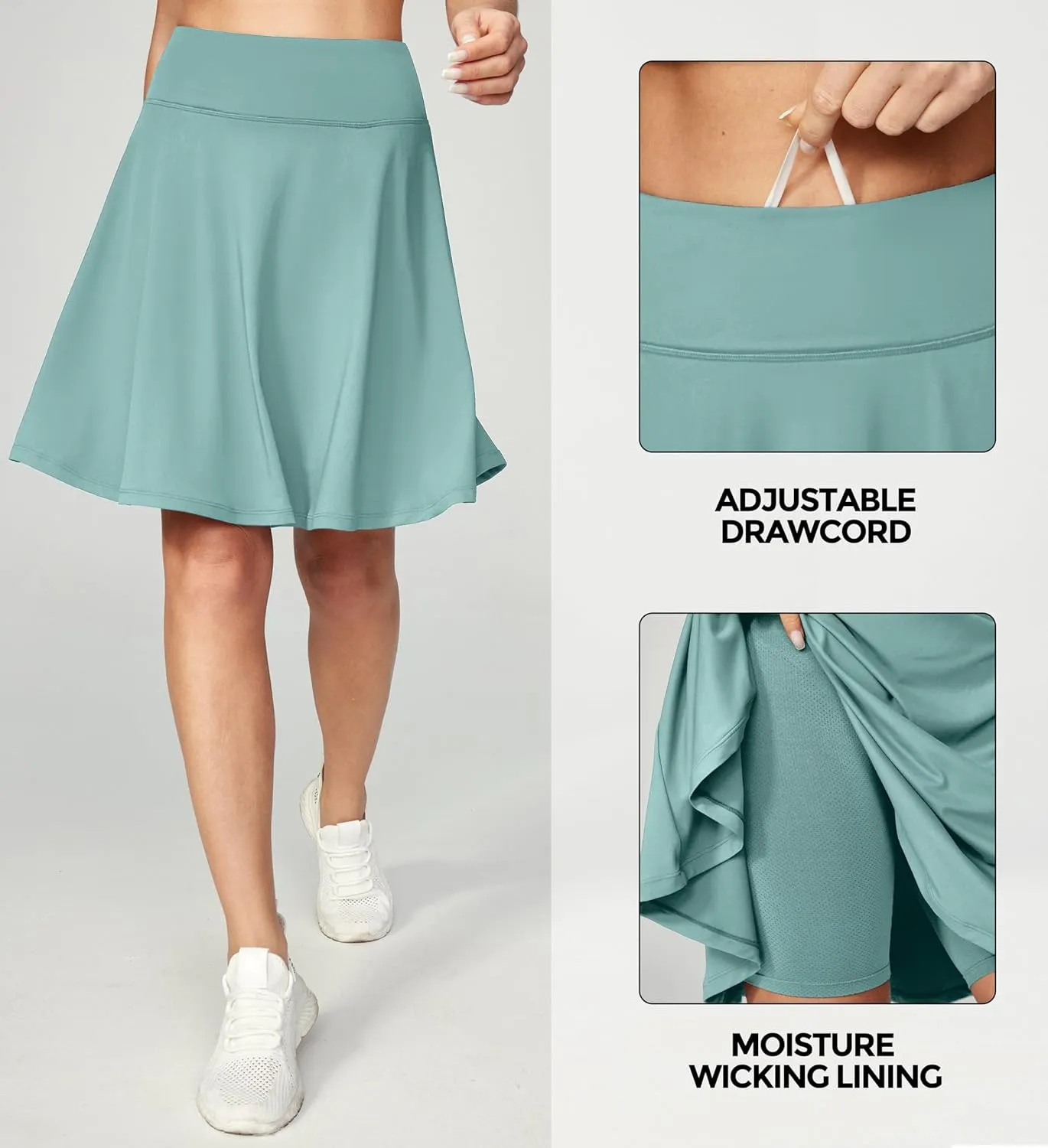 IUGA 20" Knee Length Skorts Skirts for Women with Pockets Tennis Skirt High Waisted Golf Skirts for Women Casual Athletic