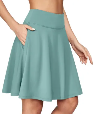 IUGA 20" Knee Length Skorts Skirts for Women with Pockets Tennis Skirt High Waisted Golf Skirts for Women Casual Athletic