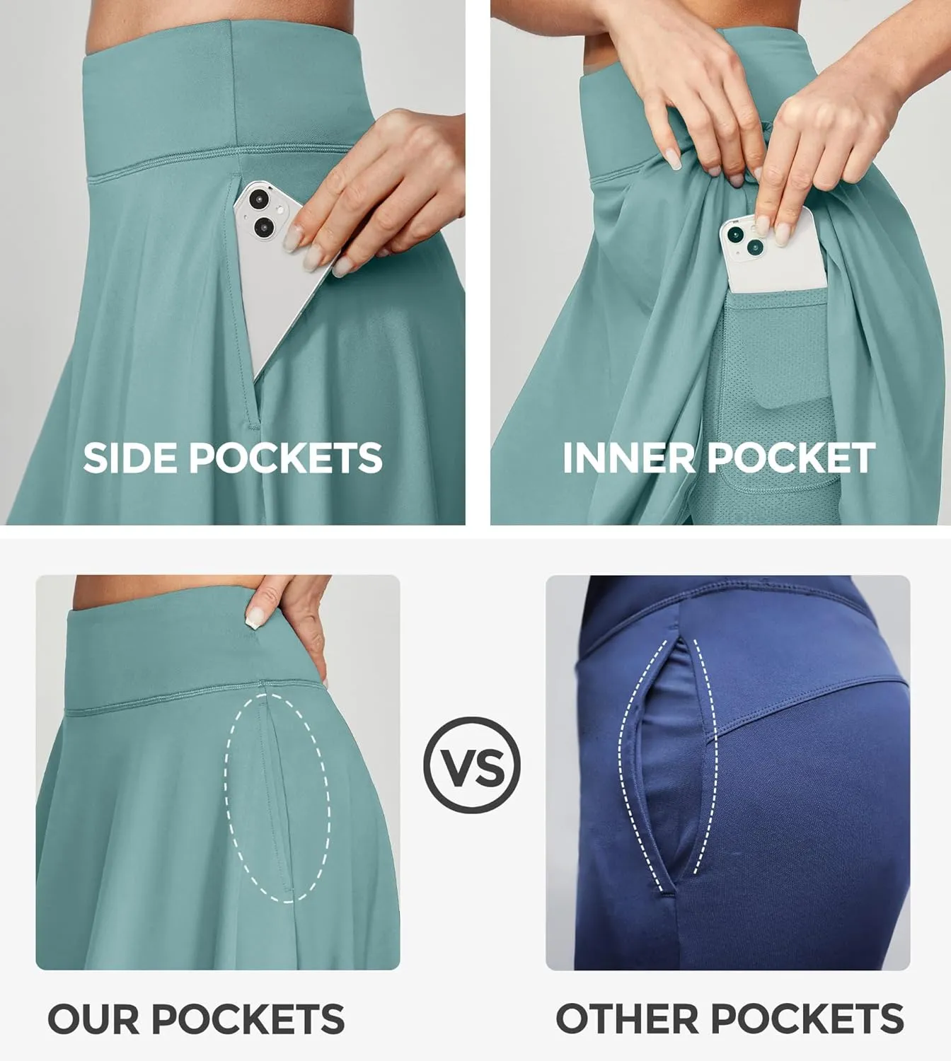 IUGA 20" Knee Length Skorts Skirts for Women with Pockets Tennis Skirt High Waisted Golf Skirts for Women Casual Athletic