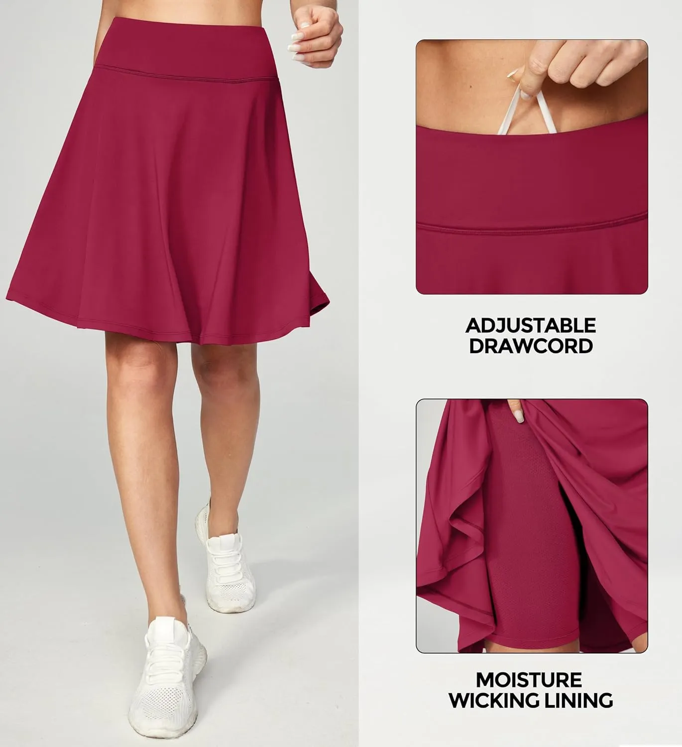 IUGA 20" Knee Length Skorts Skirts for Women with Pockets Tennis Skirt High Waisted Golf Skirts for Women Casual Athletic