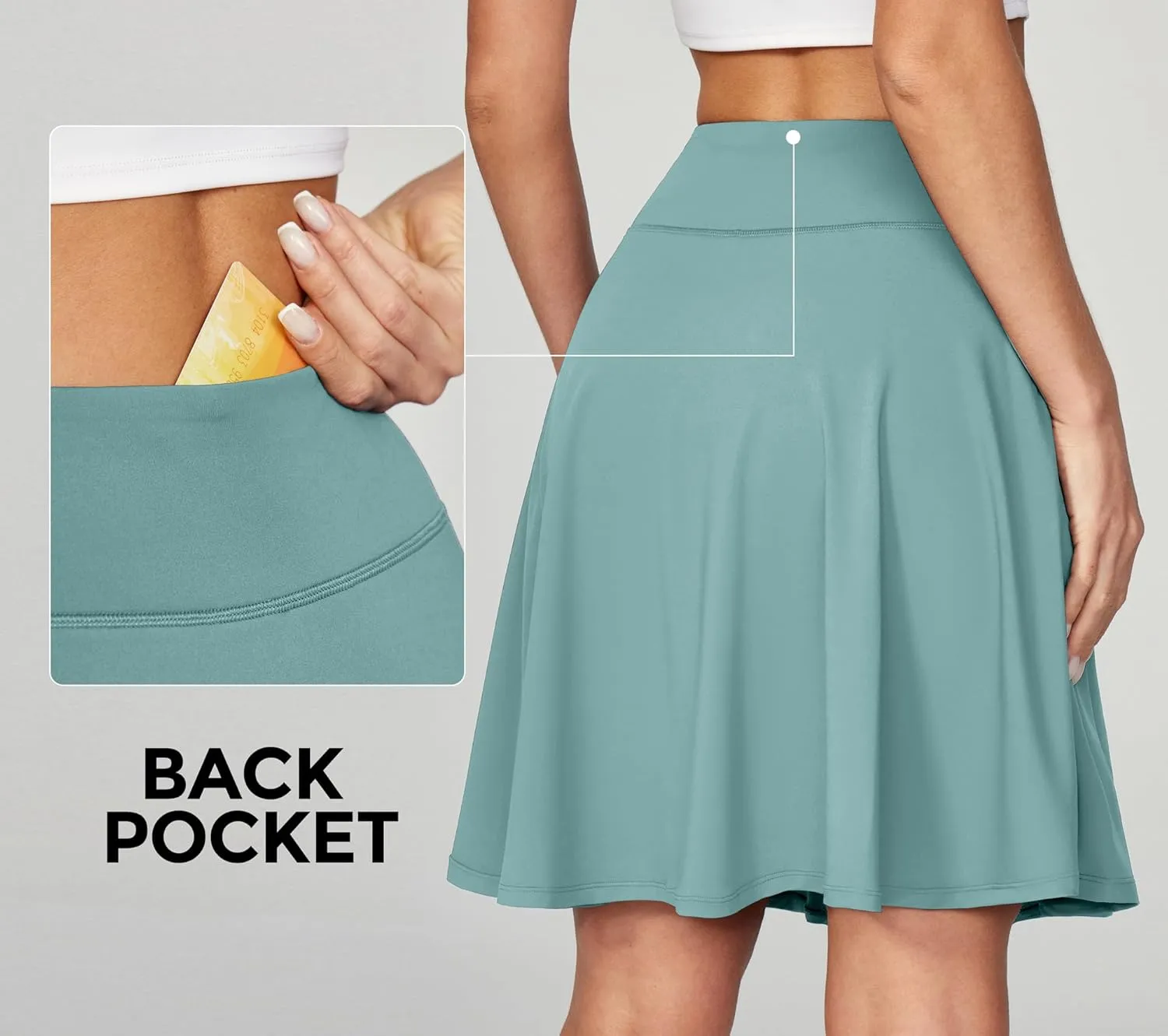 IUGA 20" Knee Length Skorts Skirts for Women with Pockets Tennis Skirt High Waisted Golf Skirts for Women Casual Athletic