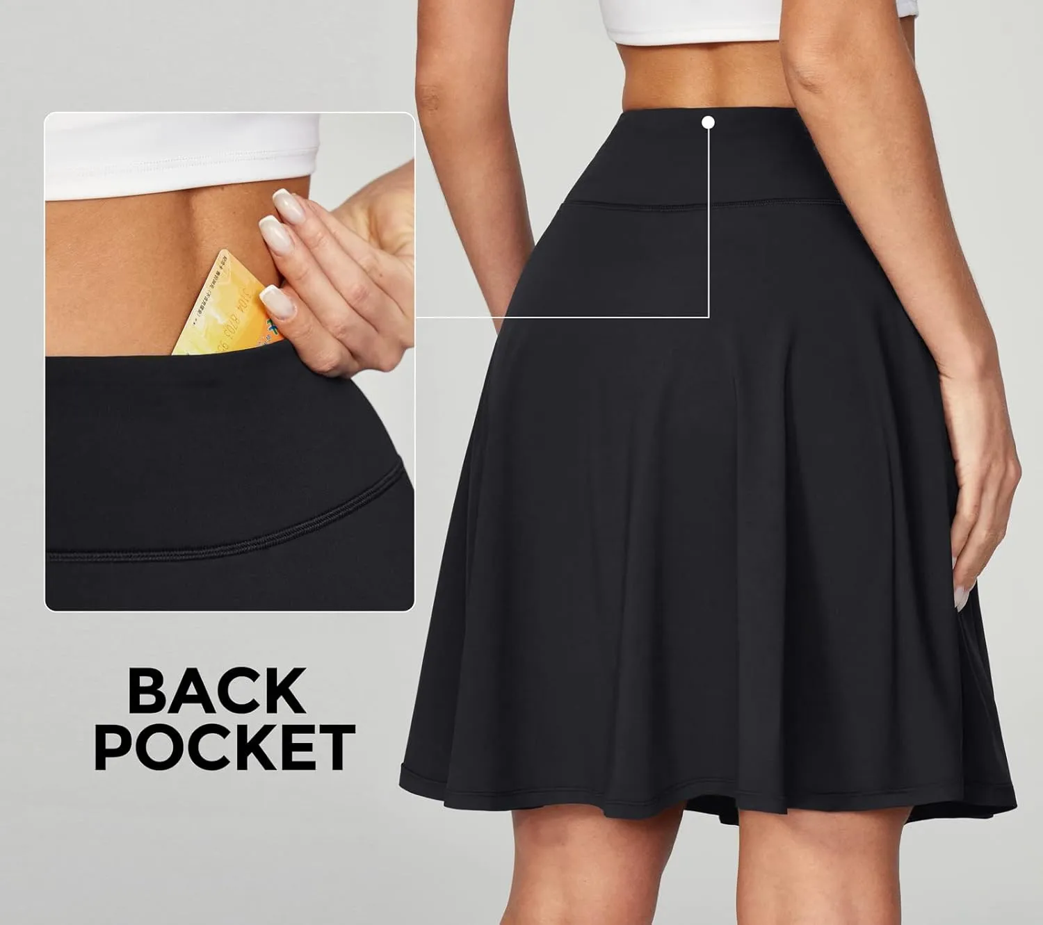 IUGA 20" Knee Length Skorts Skirts for Women with Pockets Tennis Skirt High Waisted Golf Skirts for Women Casual Athletic
