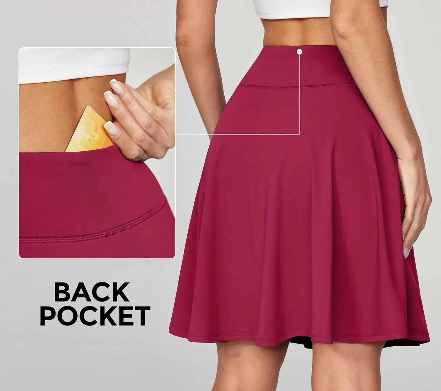 IUGA 20" Knee Length Skorts Skirts for Women with Pockets Tennis Skirt High Waisted Golf Skirts for Women Casual Athletic