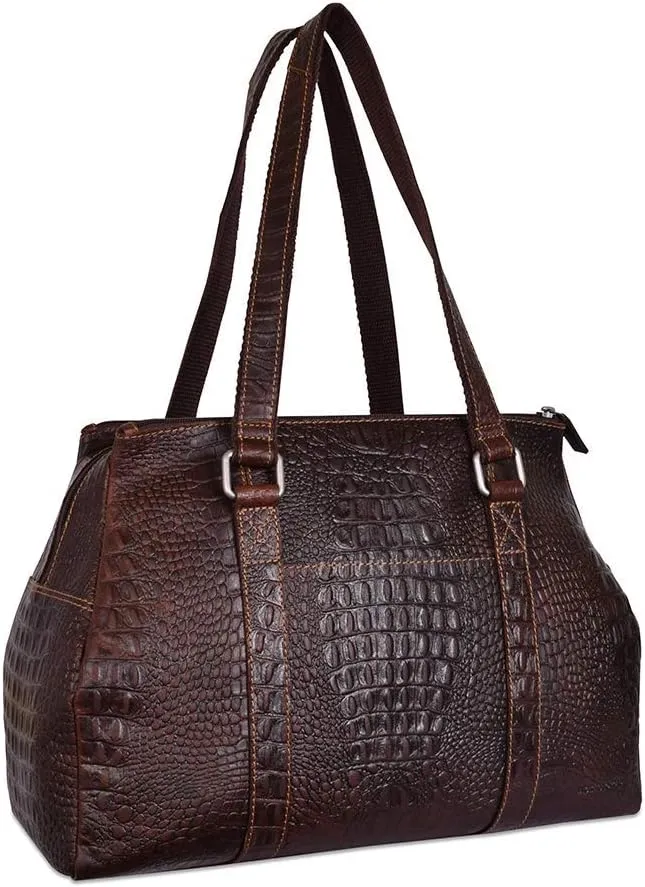 Jack Georges Hornback Croco Satchel Handbag #HB815