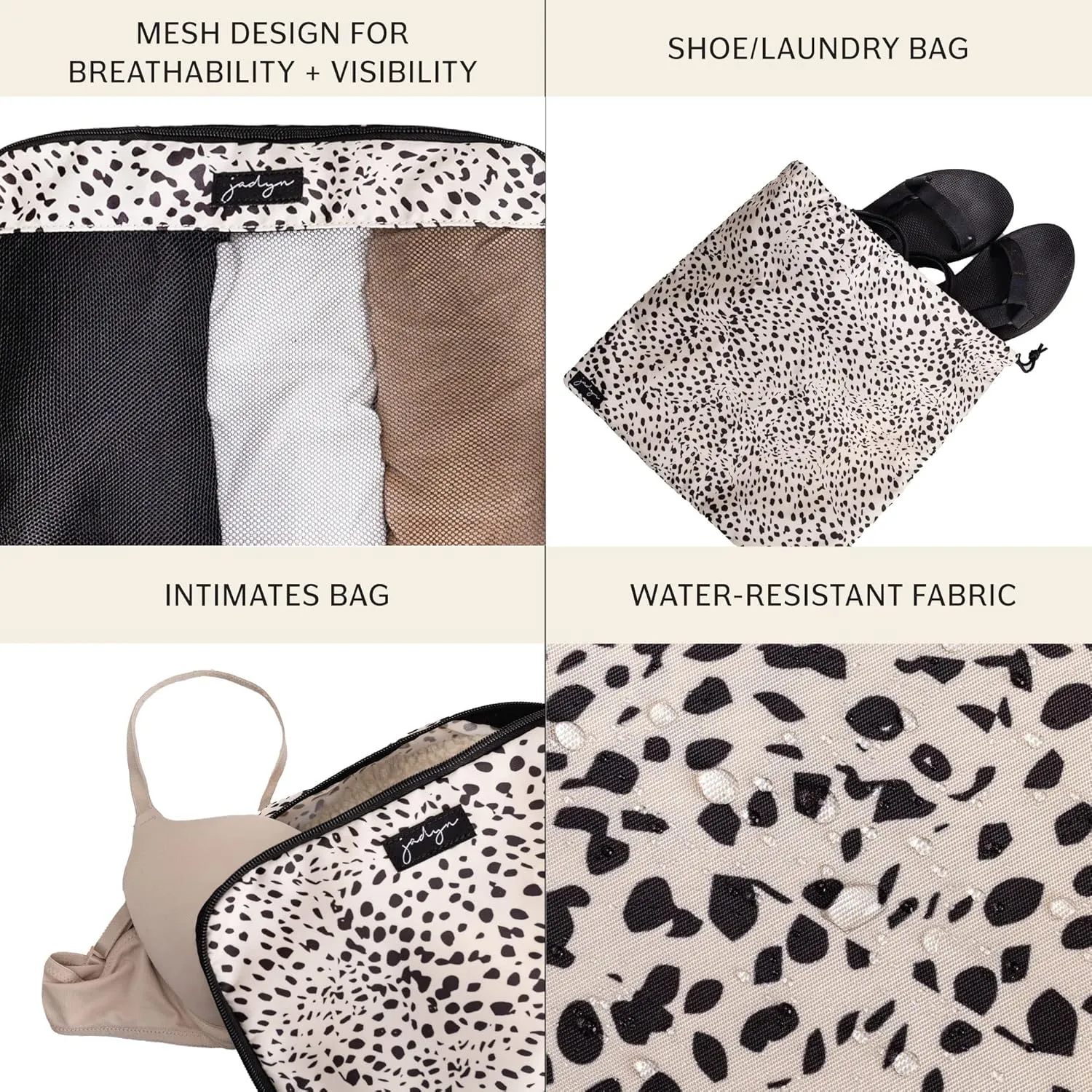Jadyn Packing Cubes for Travel, 6-Piece Large Packing Cube Organizer Set for Suitcase, Duffel Bag, Luggage, Multiple Sizes Travel Essentials (Cheetah Spot)