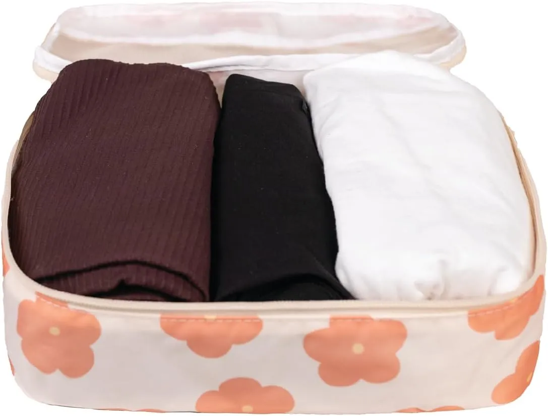 Jadyn Packing Cubes for Travel, 6-Piece Large Packing Cube Organizer Set for Suitcase, Duffel Bag, Luggage, Multiple Sizes Travel Essentials (Daisy)
