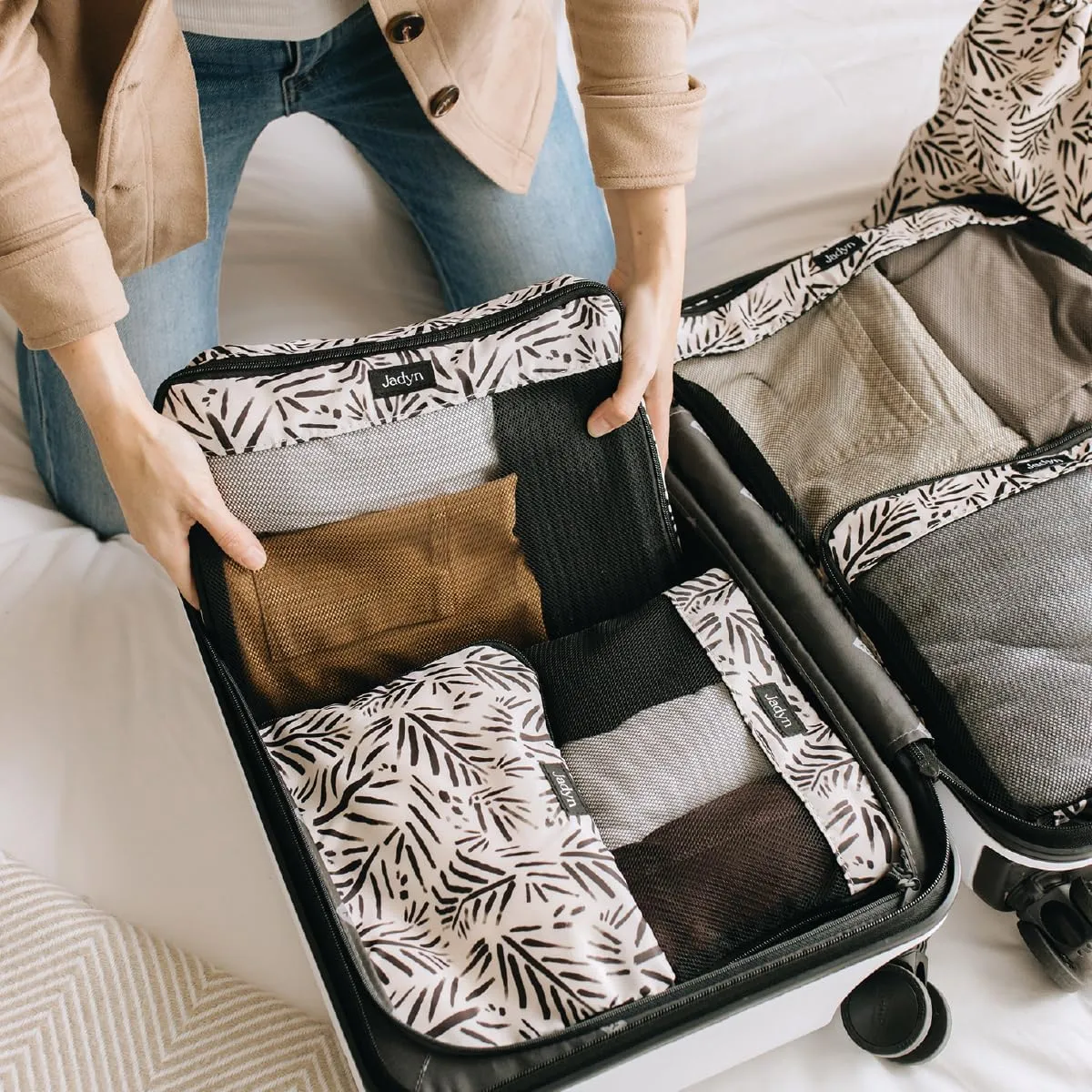 Jadyn Packing Cubes for Travel, 6-Piece Large Packing Cube Organizer Set for Suitcase, Duffel Bag, Luggage, Multiple Sizes Travel Essentials (Desert Foliage)
