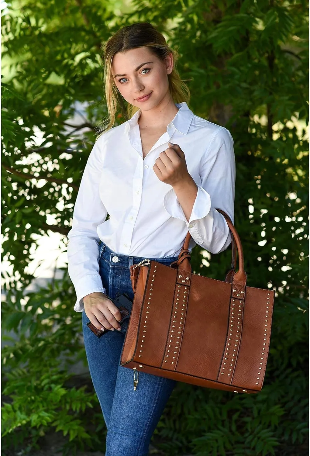 JESSIE & JAMES Concealed Carry Satchel Purse, Top Handle CCW Handbag with Shoulder Strap