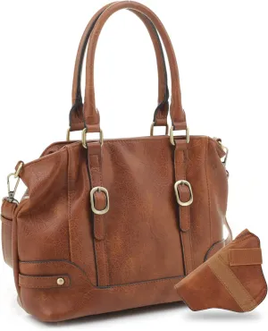 JESSIE & JAMES Elena Concealed Carry Satchel Purse Top Handle Shoulder Tote Bags For Women with Lock and Key