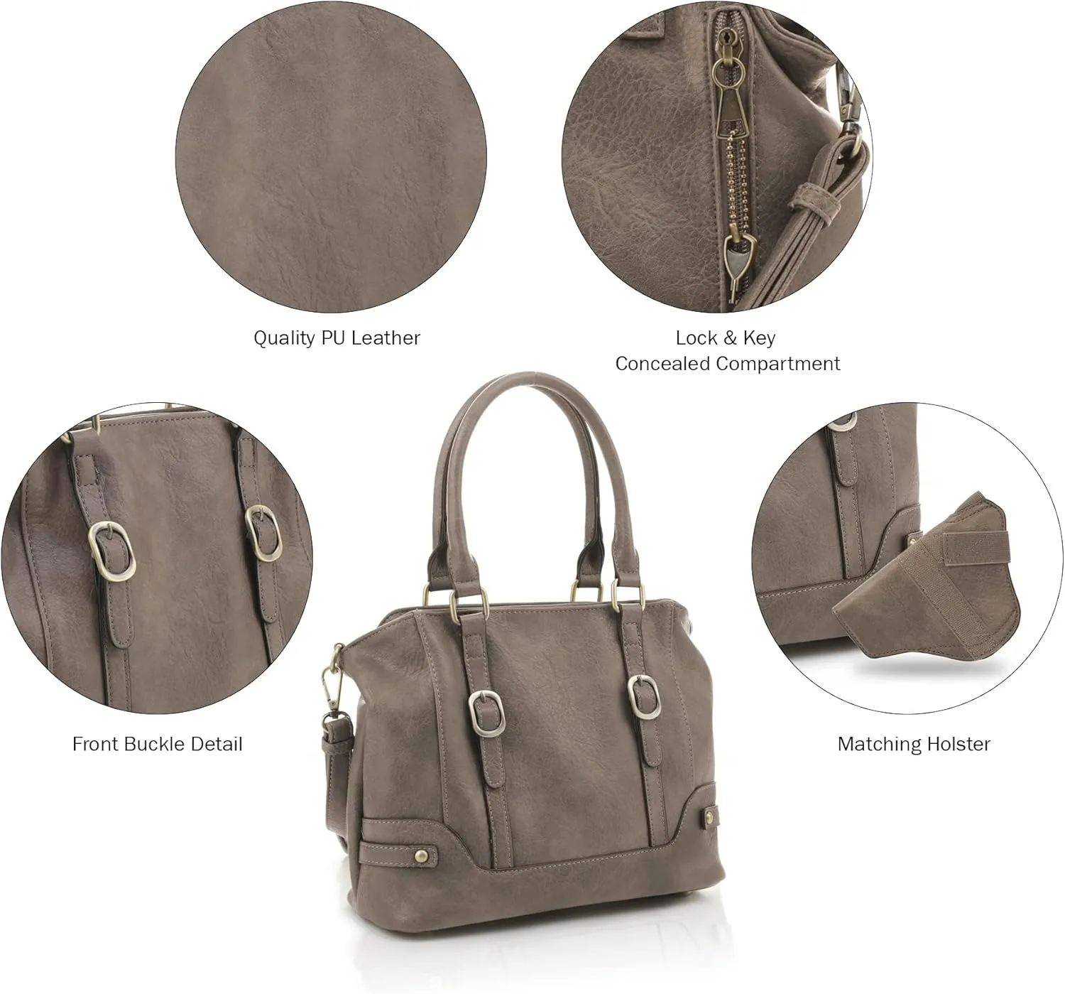 JESSIE & JAMES Elena Concealed Carry Satchel Purse Top Handle Shoulder Tote Bags For Women with Lock and Key