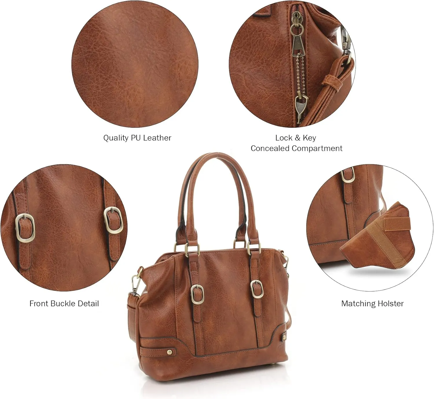 JESSIE & JAMES Elena Concealed Carry Satchel Purse Top Handle Shoulder Tote Bags For Women with Lock and Key