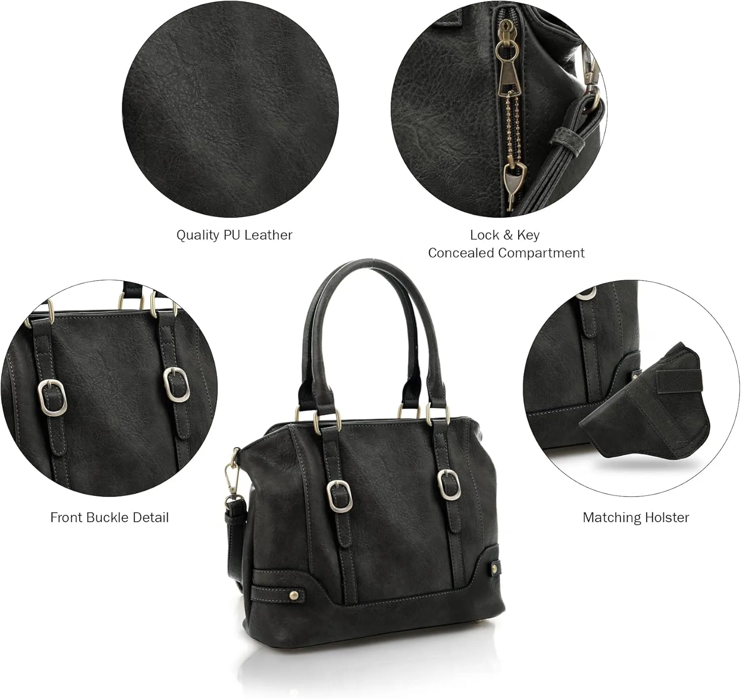 JESSIE & JAMES Elena Concealed Carry Satchel Purse Top Handle Shoulder Tote Bags For Women with Lock and Key