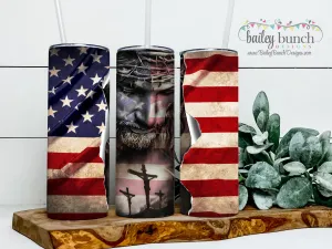 Jesus Flag Cross Shimmer Glitter Tumbler TUMBJESUSFLAG0520