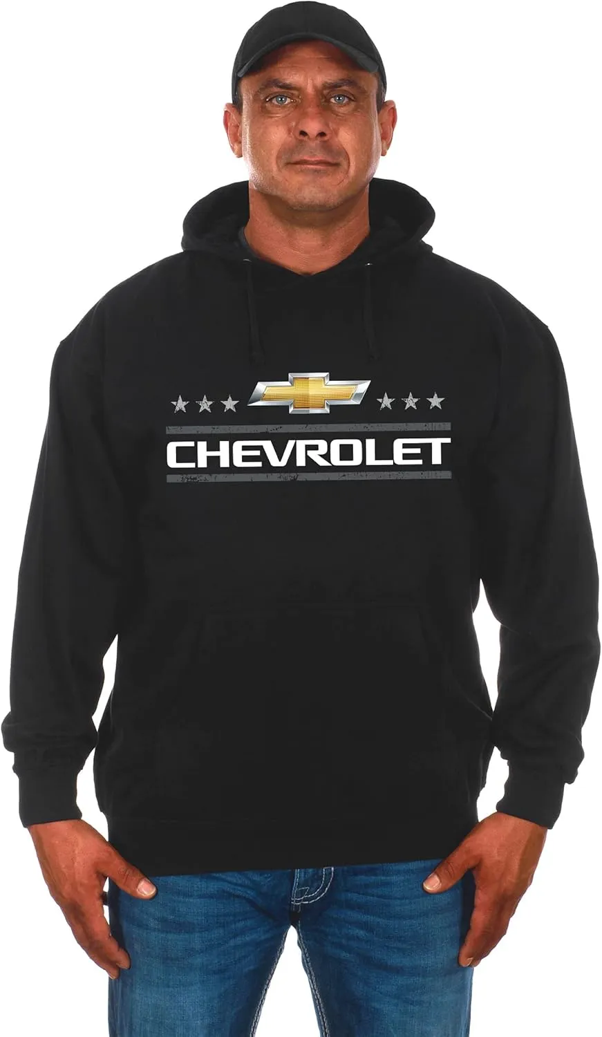 JH DESIGN GROUP Men's Chevy Pullover Hoodie American Flag 2 Sided Sweatshirt