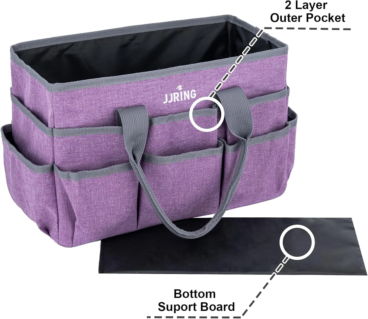 JJRING Craft Tote Bag Organizer for Art Storage, Art Tote Organization with Multiple Pockets, Art Sewing Supply Bag for Scrapbooking, Medical, and Office Supplies Storage (Purple)