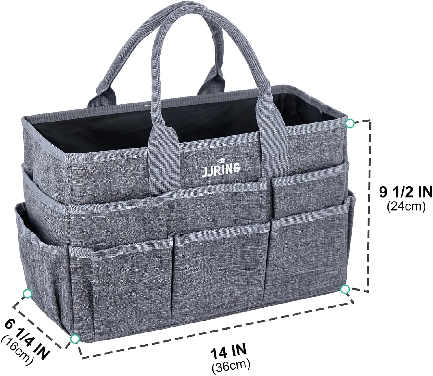 JJRING Craft Tote Bag Organizer for Art Storage, Grey Art Tote Organization with Multiple Pockets, Art Sewing Supply Bag for Scrapbooking, Medical, and Office Supplies Storage