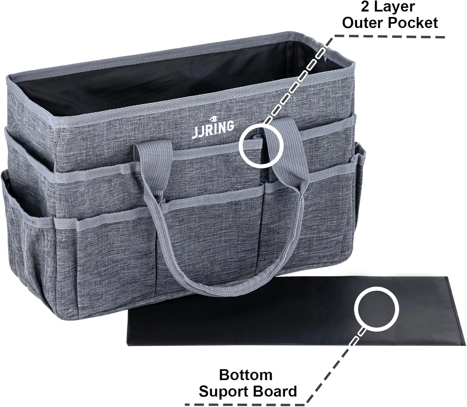 JJRING Craft Tote Bag Organizer for Art Storage, Grey Art Tote Organization with Multiple Pockets, Art Sewing Supply Bag for Scrapbooking, Medical, and Office Supplies Storage