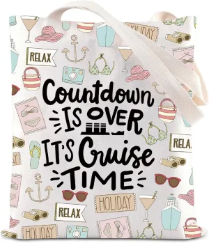 JNIAP Cruise Ship Tote Bag Vacation Adventure Gift Nautical Theme Anchor Grocery Handbag