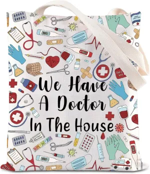 JNIAP Medical Doctor Doodle Tote Bag Hospital Healthcare Worker Appreciation Gift Nurses Week Gifts Medical Staff Grocery Bag