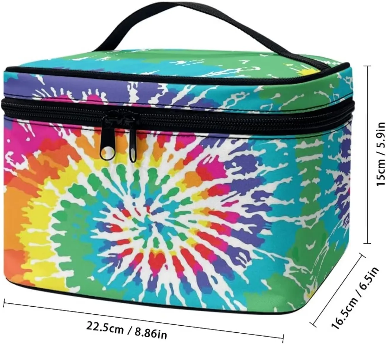 JoyLamoria Tie Dye Handbag Cosmetic Bag Travel Toiletry Bag Brush Bag with Pockets