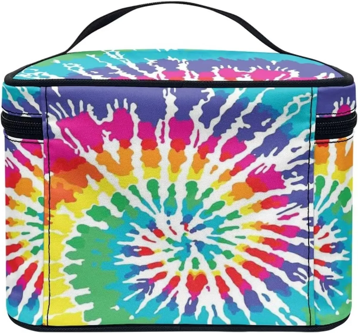 JoyLamoria Tie Dye Handbag Cosmetic Bag Travel Toiletry Bag Brush Bag with Pockets