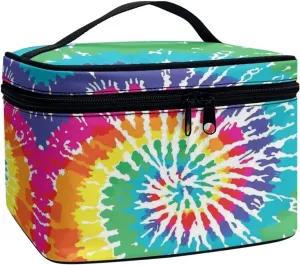 JoyLamoria Tie Dye Handbag Cosmetic Bag Travel Toiletry Bag Brush Bag with Pockets