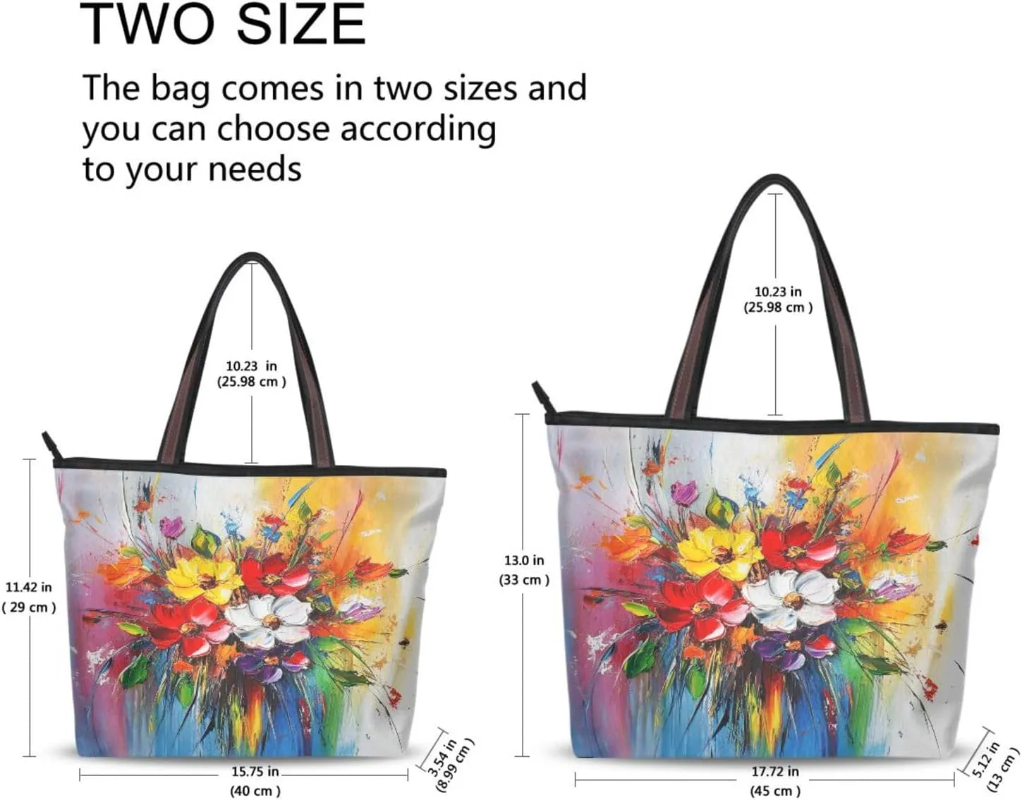 JSTEL Tote Bag for Women with Zipper,Polyester Tote Purse Holiday Tote Bag Work Handbag Women Gift