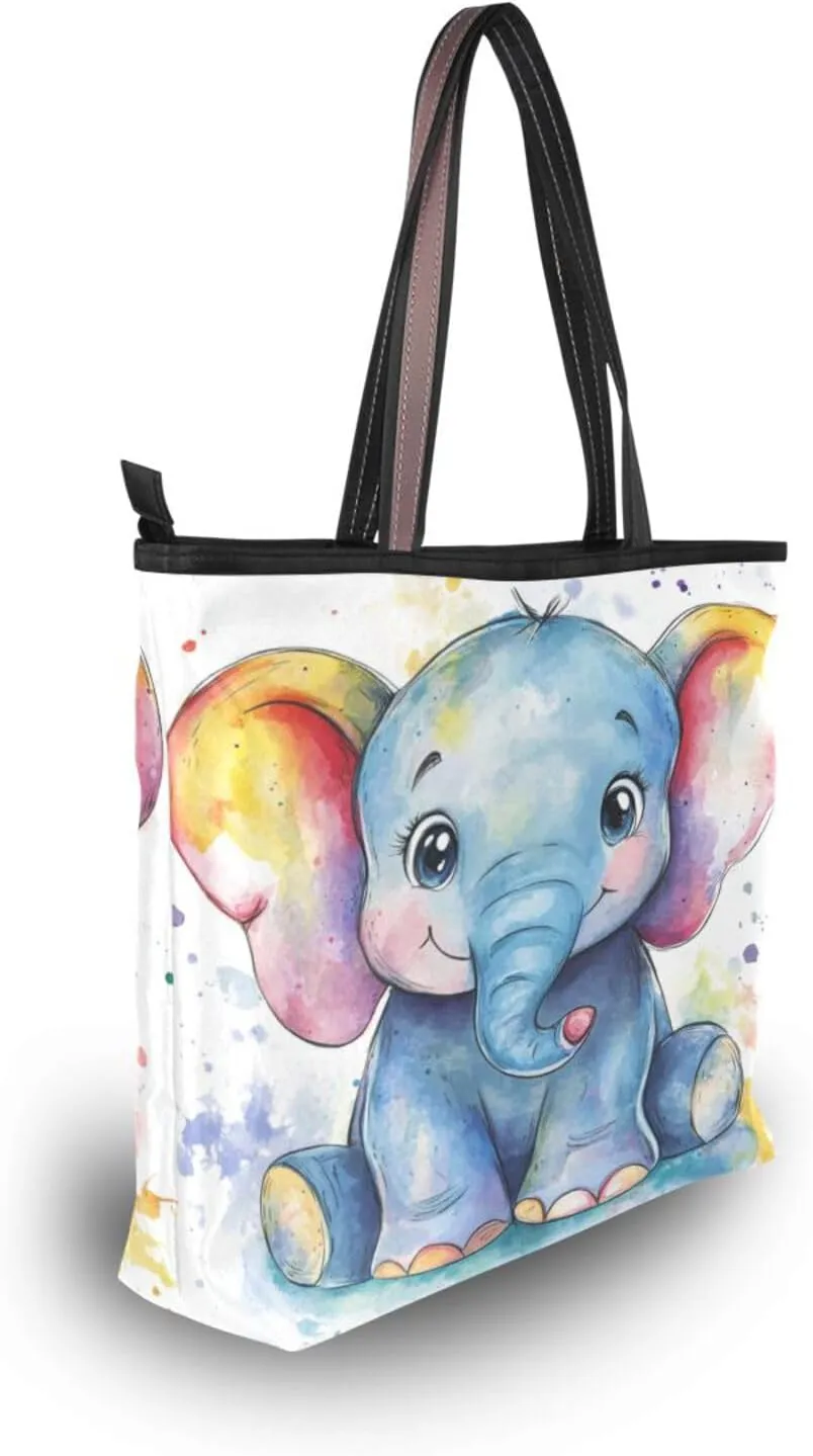 JSTEL Tote Bag for Women with Zipper,Polyester Tote Purse Holiday Tote Bag Work Handbag Women Gift