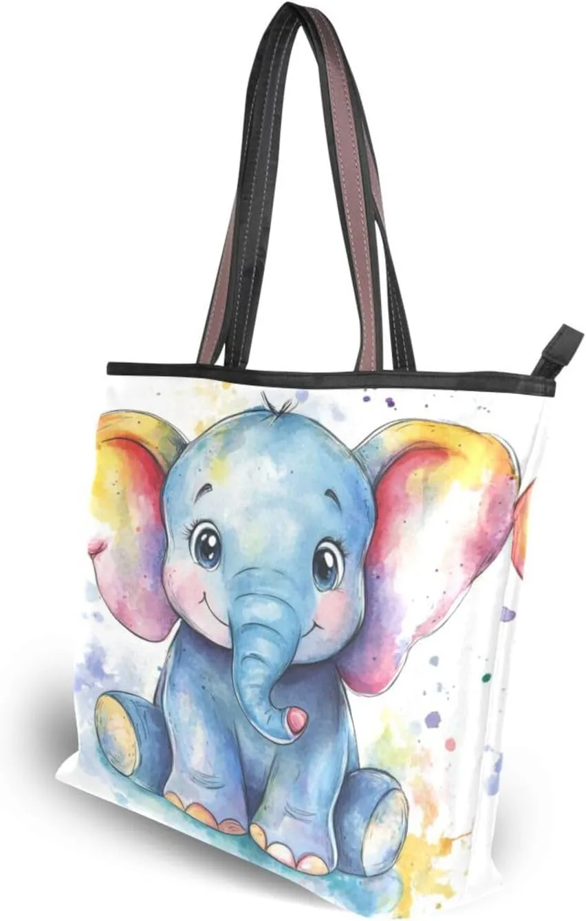 JSTEL Tote Bag for Women with Zipper,Polyester Tote Purse Holiday Tote Bag Work Handbag Women Gift