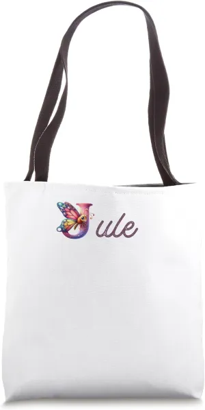 Jule Name Initial Floral Garden Name Tote Bag