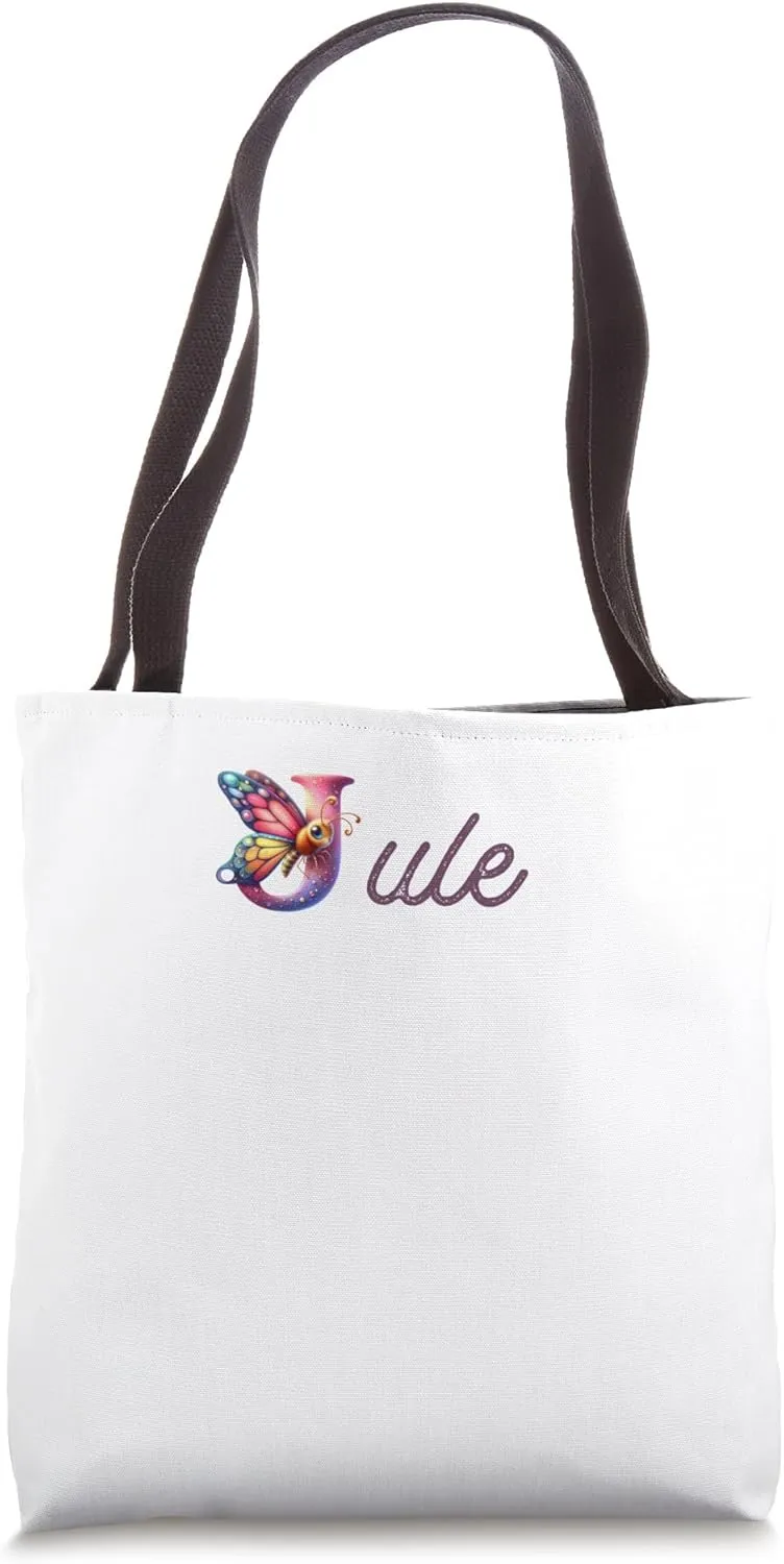 Jule Name Initial Floral Garden Name Tote Bag