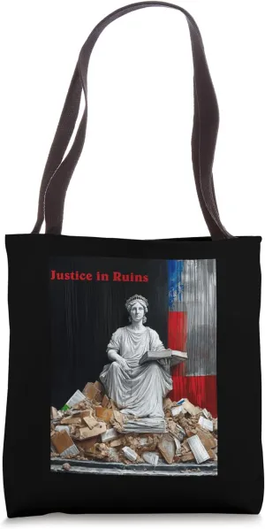 Justice in Ruins Political Commentary Artwork Tote Bag