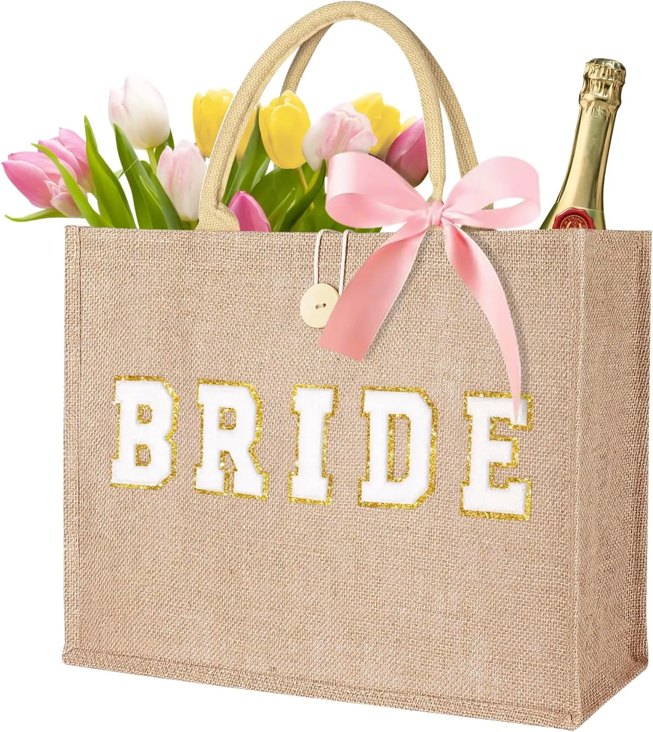 JUSTOTRY Bride Bag - Bride to Be Gifts Personalized for Bachelorette Party Bridal Shower Wedding Honeymoon Gift Bag