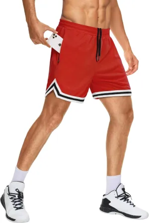 JWM Mens Long Basketball Shorts with Zip Pockets - 11" Mesh Athletic Gym Workout Sport Shorts Quick Dry Lightweight